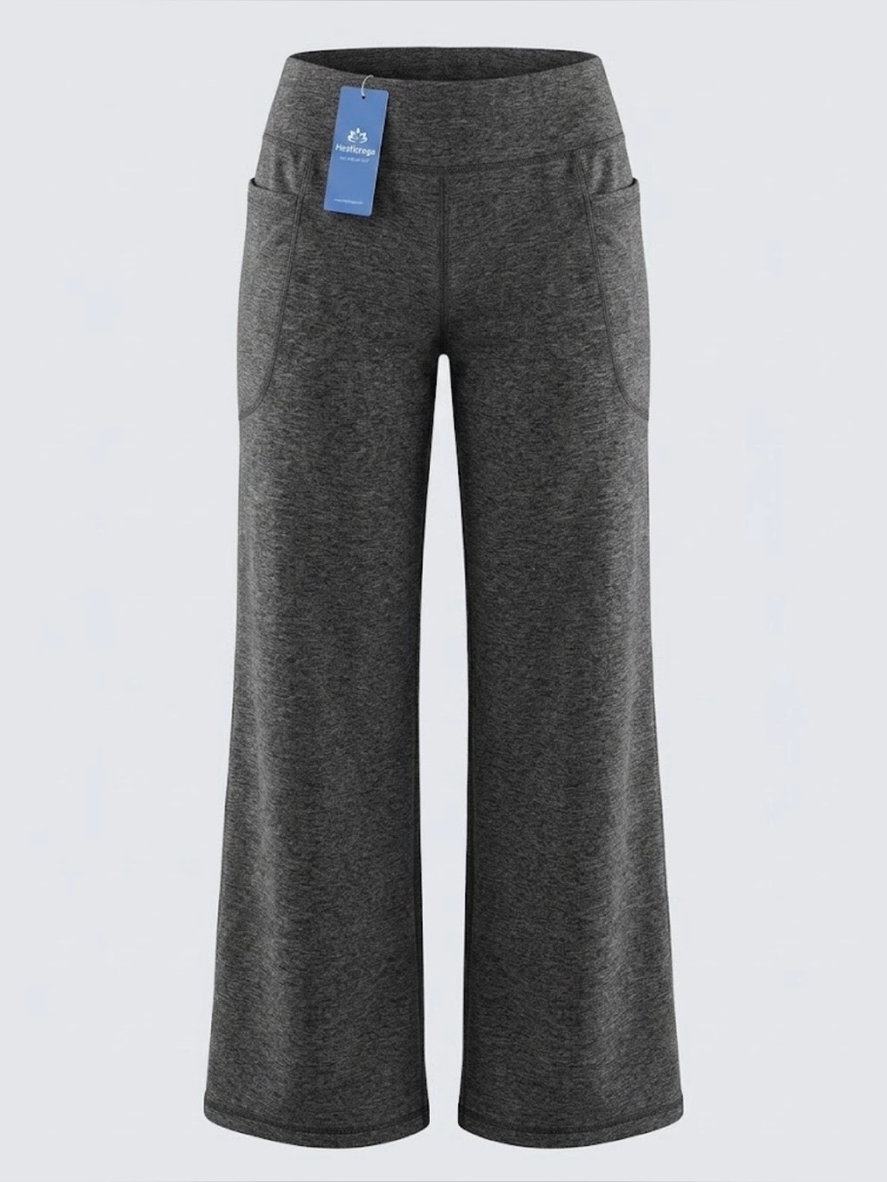 Heathyoga NWT Charcoal Straight Leg Subtle Flare Yoga Pants Pockets Size L